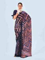 Satin Chevron Print Saree