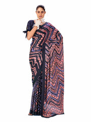 Satin Chevron Print Saree