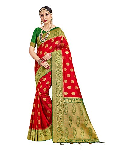 Elina fashion Sarees for Women Patola Art Silk Woven Work Saree & Customize Stitched Blouse