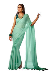 Georgette Solid Party Wear Tassel Pallu Saree