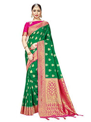 Elina fashion Sarees for Women Patola Art Silk Woven Work Saree & Customize Stitched Blouse