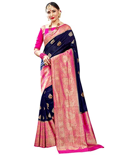 Elina fashion Sarees for Women Patola Art Silk Woven Work Saree & Customize Stitched Blouse