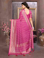 Sari Brasso rose fluo à motif mousse