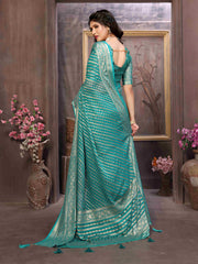 Sea Green Moss Brasso Casual Saree