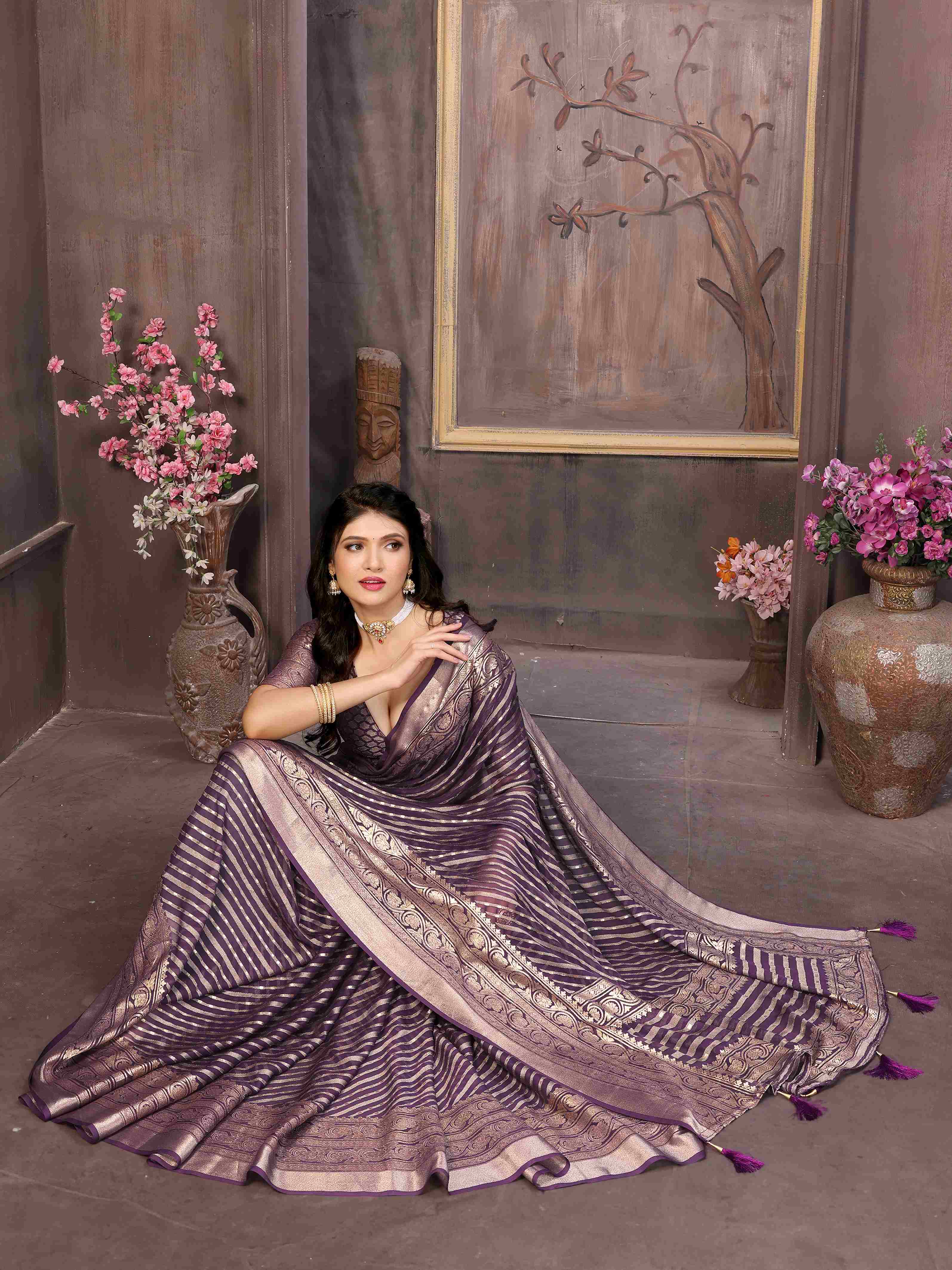 Purple Moss Brasso Casual Saree