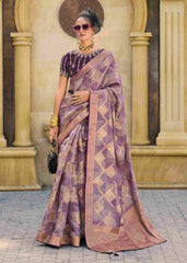 Sari tissé en jacquard violet