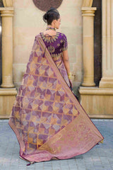 Sari tissé en jacquard violet