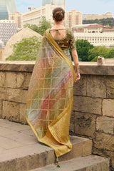 Avocado Green Jacquard Woven Saree