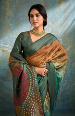 Teal Green Jacquard Woven Saree