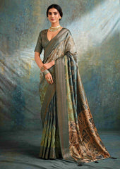 Grey Jacquard Woven Saree