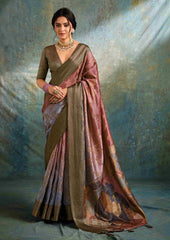 Multi Brown Jacquard Woven Saree