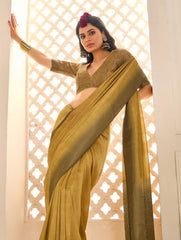 Gold Tussar Silk Woven Saree