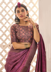 Dull Purple Tussar Silk Woven Saree