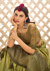 Olive Tussar Silk Woven Saree