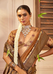 Copper Tussar Silk Tribal Print Saree