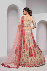 Cream Organza Silk A Line Embroidered Sequins Bridal Lehenga Choli