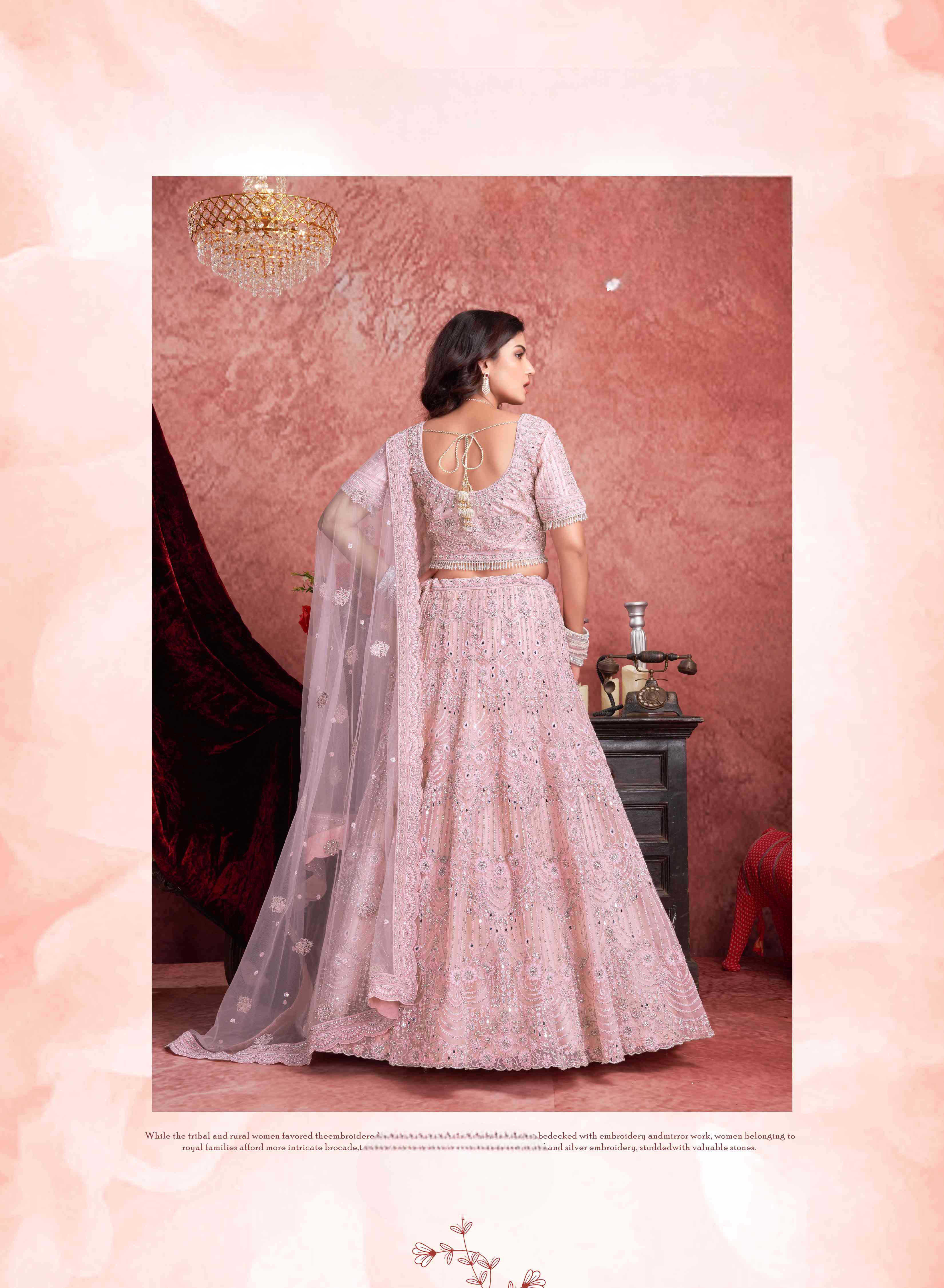 Baby Pink Net Zarkan With Latkan Bridal Lehenga Choli