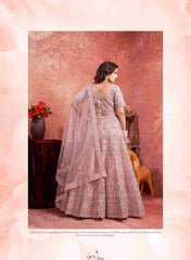 Pink Net Zarkan With Latkan Bridal Lehenga Choli