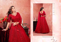 Red Net Zarkan With Latkan Bridal Lehenga Choli