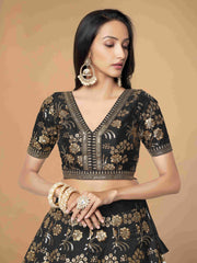 Black Sequins Dori Embroidered Net Lehenga Choli