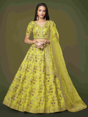 Neon Sequins Dori Embroidered Net Lehenga Choli