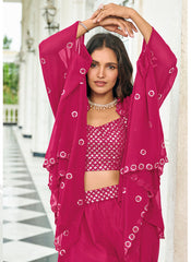 Pink Sequins Embroidered Faux Georgette Lehenga Choli