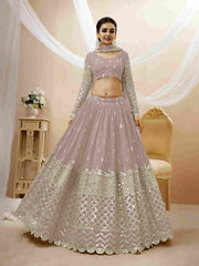 Grey Sequins Embroidered Net Lehenga Choli