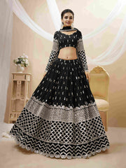 Black Sequins Embroidered Net Lehenga Choli