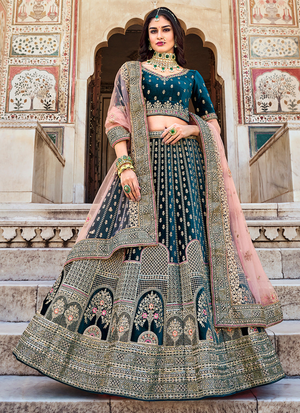 Blue Coding Sequins Embroidered Net Lehenga Choli