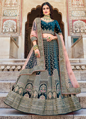 Blue Coding Sequins Embroidered Net Lehenga Choli