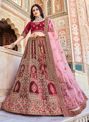 Maroon Coding Sequins Embroidered Net Lehenga Choli