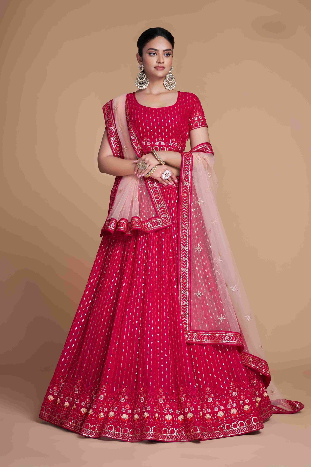 Light Sequins Embroidered Net Lehenga Choli