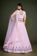 Rose Pink Sequins Embroidered Net Lehenga Choli