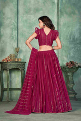 Pink Georgette Embroidered Lehenga Choli