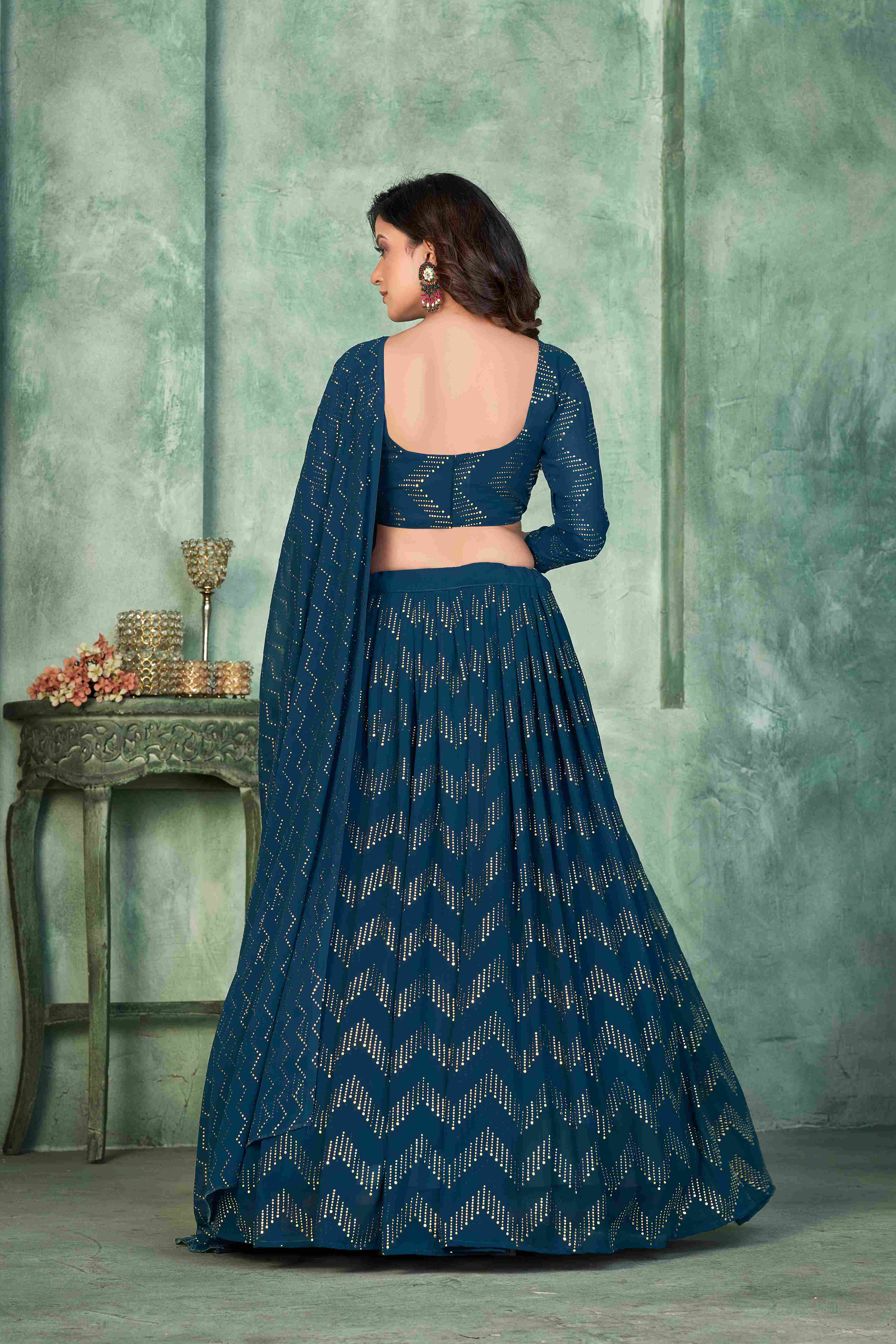 Rama Georgette Embroidered Lehenga Choli