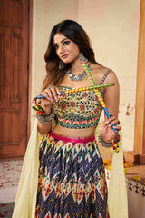 Cream Silk Thread Embroidered Lehenga Choli