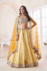 Yellow Georgette Sequins Embroidered Lehenga Choli