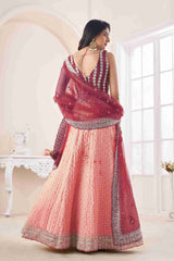 Pink Georgette Sequins Embroidered Lehenga Choli