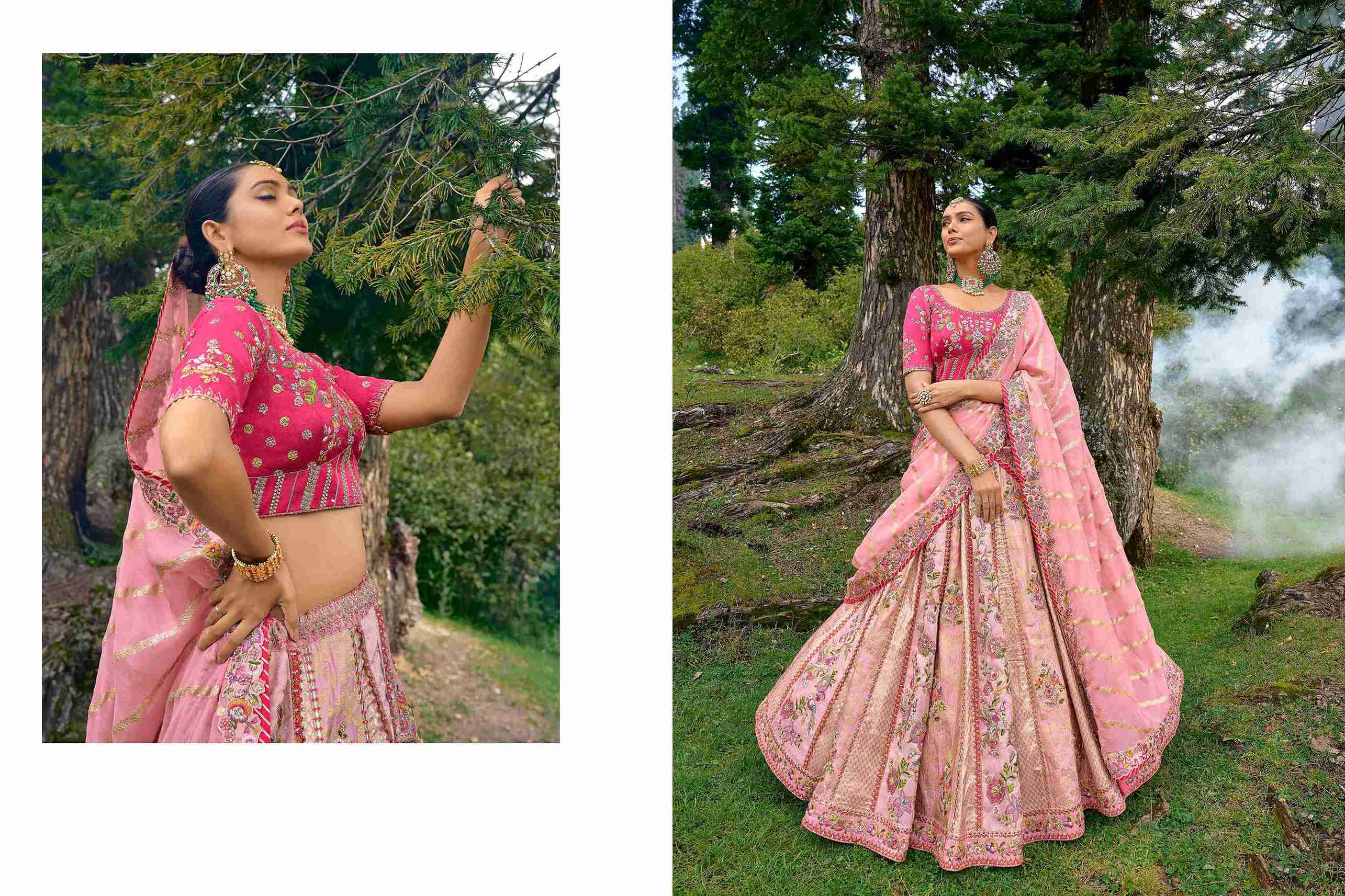 Baby Pink Silk Embroidered Lehenga Choli