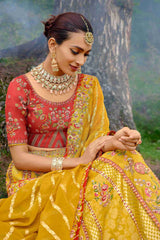 Mustard Silk Embroidered Lehenga Choli