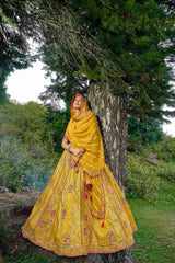 Mustard Silk Embroidered Lehenga Choli