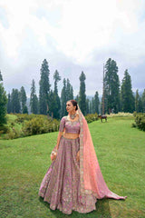 Lavender Silk Embroidered Lehenga Choli