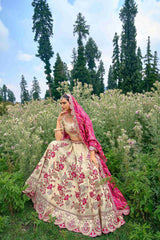 Off White Silk Embroidered Lehenga Choli