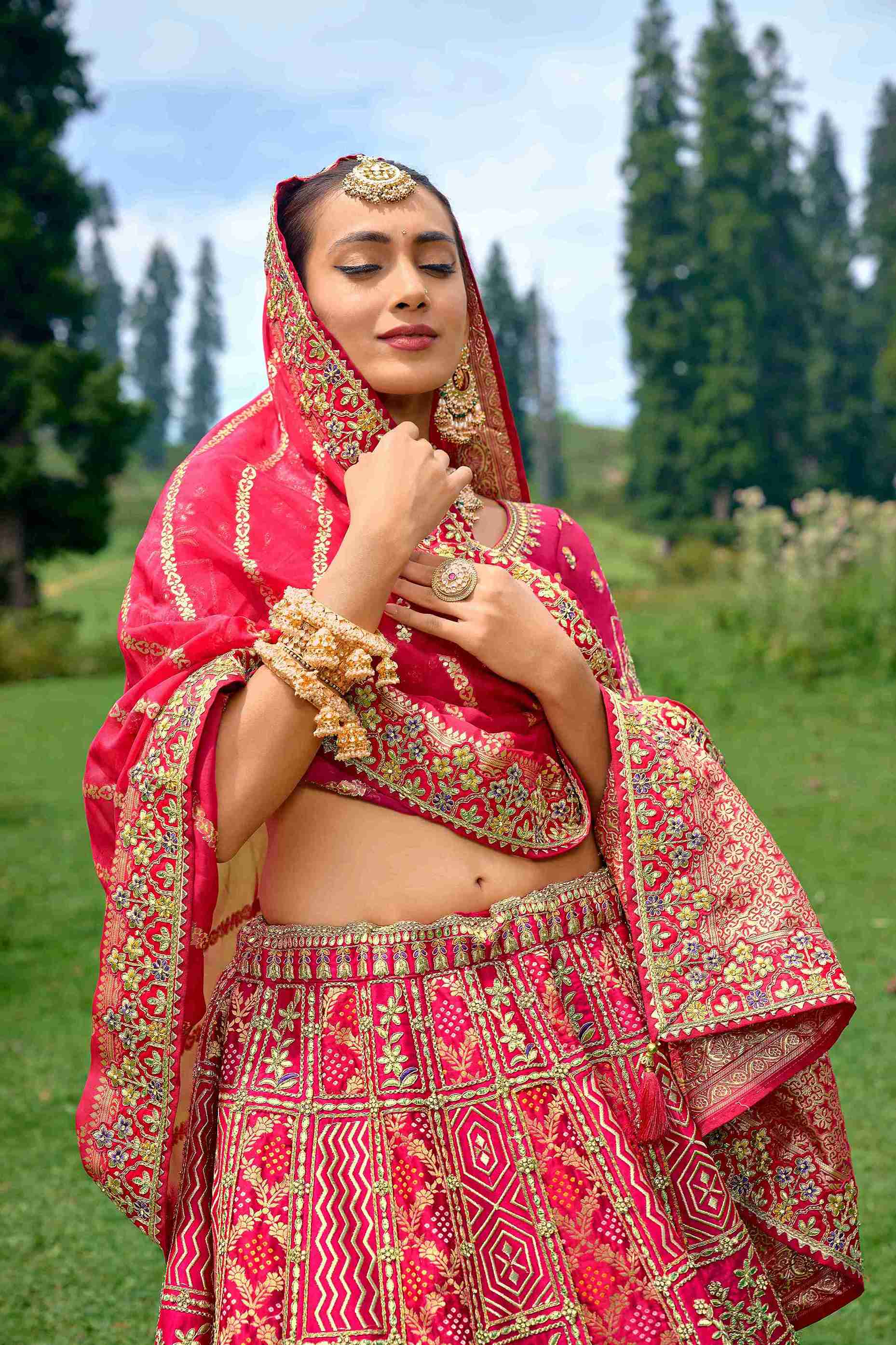 Pink Silk Embroidered Lehenga Choli