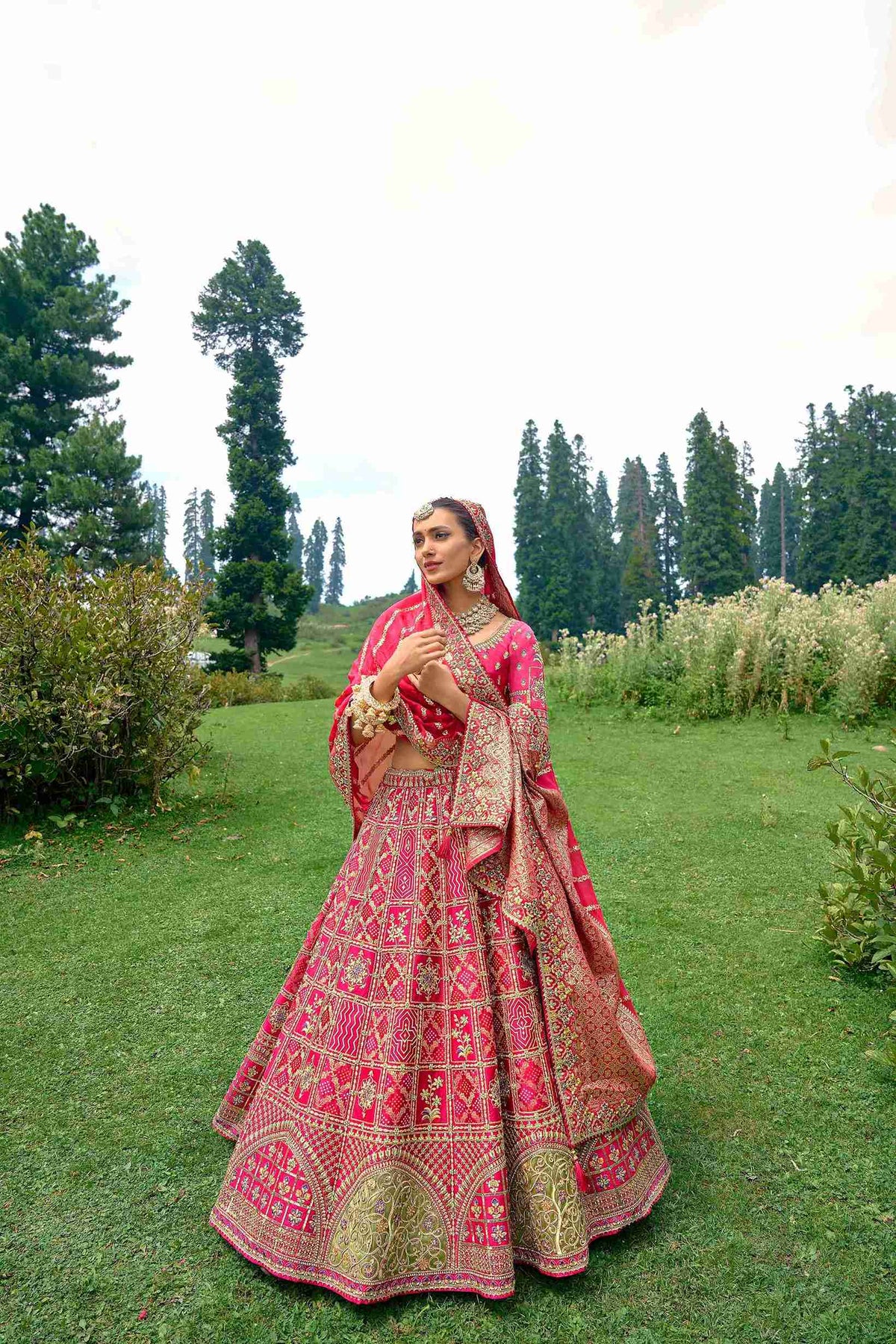 Pink Silk Embroidered Lehenga Choli