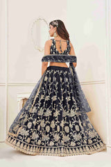 Black Colored Butterfly Net Sequins Embroidered  Lehenga Choli For Women