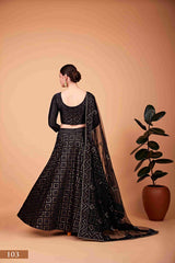 Black Silk Sequins Embroidered Lehenga Choli