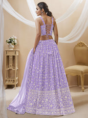 Lavender Georgette Embroidered Lehenga Choli