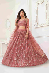 Onion Butterfly Net Sequins Embroidered Lehenga Choli