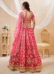 Pink Art Silk Sequins Embroidered Lehenga Choli